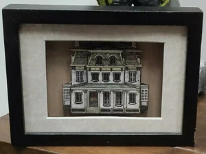 CHRIS HOBBS DESIGNS House 3D Art Shadow Box Wood Frame Home Black Cream - Picture 1 of 8