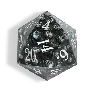 Large 80mm D20 DND Dice Resin Polyhedral Die RPG Dungeons and Dragons D&D Skull - Picture 1 of 1