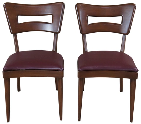2 Heywood Wakefield Mid Century Modern M-1554-A Dogbone Maple Side Chairs Pair Cover