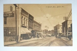1909 POSTCARD BELOIT Wisconsin Downtown Scene E. GRAND AVE. - Picture 1 of 2