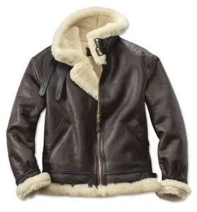 Chaqueta de Bombardero de Vuelo B3 Aviador Marrón Piel de Oveja Real - Imagen 1 de 6