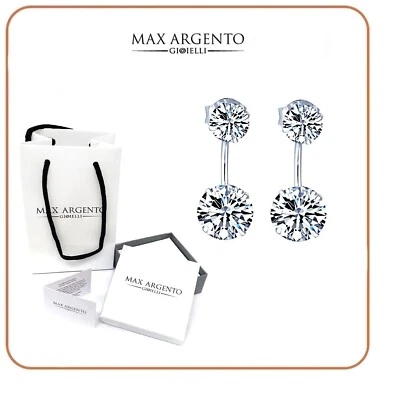Orecchini  Punto Luce Curvo Con Zircone 6 mm e 8 mm Argento 925 - Immagine 1 di 4