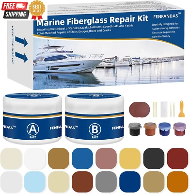 FENFANDAS Fiberglass Boat Repair Kit (Color Match), Gel Coat Repair Kit for Boats, Marine