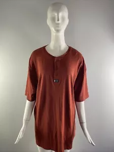NWT Scotch & Soda Mens Short Sleeve Henley Shirt Brick Size 22 - Picture 1 of 5