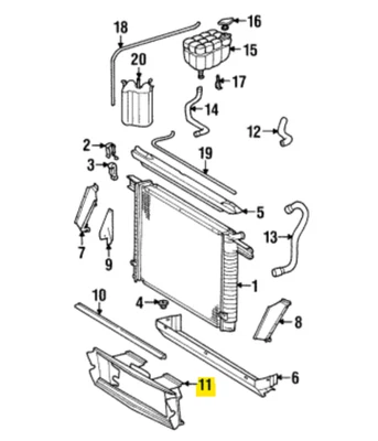 Deflector de aire de soporte de radiador Mercedes-Benz - 129-889-01-36 - para 300SL 1990-93 Foto 1 de 4