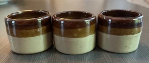 Vintage Ceramic Stoneware Napkin Ring Holders - Set of 3 - Umbre Brown Tri-tone - Picture 1 of 14