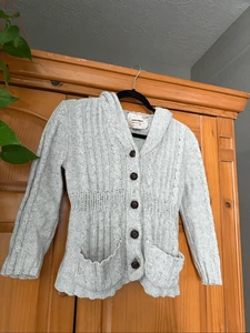 Vintage Abercrombie Hooded Cable Knit Cardigan Sweater Women’s Gray Wool Blend M - Picture 1 of 10