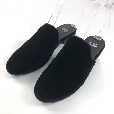 Женские бархатные плоские мокасины Eileen Fisher 8 без шнуровки Mule черные как новые - Изображение 1 из 4