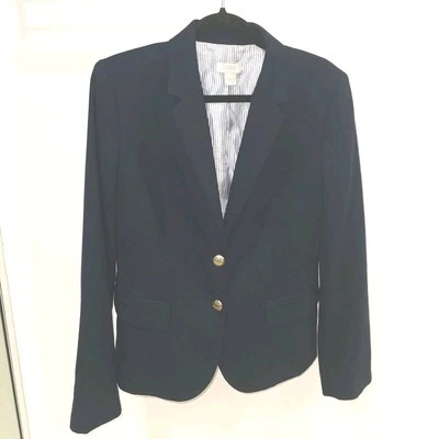 J.CREW Womens Wool Blend Blazer Size S Navy Gold Buttons Corporate Preppy - Image 1 of 4