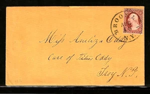 1856 IMPERF - BROOKLYN NY HAND CANCEL TO TROY NY - VERY CLEAN - Picture 1 of 2