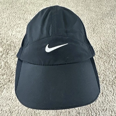 NIKE Hat Cap Men Black Strapback Tailwind 7 Panel Featherlight Dri-Fit Running - Image 1 of 4