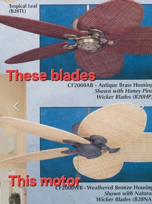 Vintage New Old Stock Emerson MAUI BAY Ceiling Fan Tropical Wicker Blades Light - Image 1 of 4