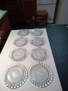 Anchor Hocking Blau Blase Vertiefung Glas 6-3/4" Brot Dessert Teller 8er Set - Bild 1 von 6