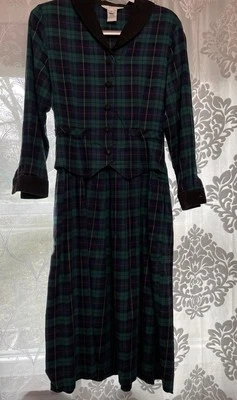 Talbots vintage años 80 100 % algodón franela azul/verde a cuadros pana preppy  Foto 1 de 4