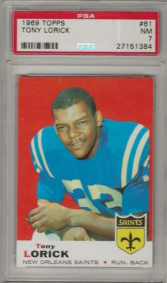 1969 Topps FOOTBALL ~ Tony Lorick #61 ~ PSA 7 ~ New Orleans Saints - Image 1 of 2
