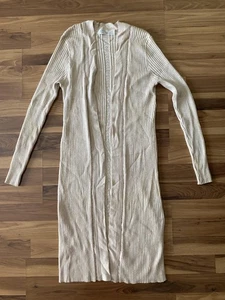 Time and Tru Cardigan Sweater Womens Large Open Front Long Duster Knit Ribbed - Picture 1 of 5