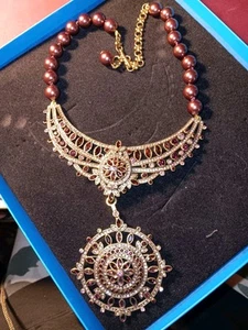 HEIDI DAUS “FRENCH TWIST” CRYSTAL DROP NECKLACE W/ REMOVABLE PIN RET $259 - Picture 1 of 17
