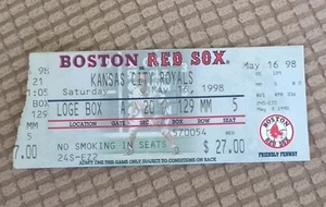 5/16/98 Ticket Stub - Fenway Park - Boston Red Sox Vs Kansas City Royals - Picture 1 of 2