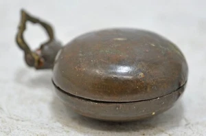 Antique Brass Lime Paste Chuna Box Original Old Hand Crafted Engraved - Picture 1 of 6