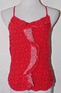 Paper Tee Womens Tank Top Large Polka Dot Multicolor Ruffles Shirt - Picture 1 of 5