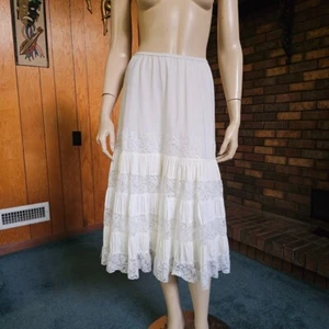 Vintage 50s Shirred Lace Petticoat Bouffant Crinoline Full Circle Skirt Slip S/M - Picture 1 of 11