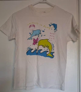 Body Shop baby tee vintage retro 90s animals in danger white animal kids t shirt - Picture 1 of 4
