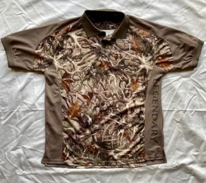 LEGENDARY WHITETAILS Mens CAMO POLO SHIRT - size L - antlers HUNTING OUTDOOR - Picture 1 of 8