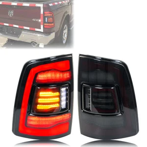 LED Tail Lights for Dodge Ram 2009-2018 4th Gen 1500 Black Rear Lamps Assembly - Picture 1 of 5