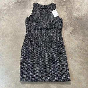 Theory Dress Womens 8 Black Multi Pressed Tweed Sleeveless Angled Office - Picture 1 of 11