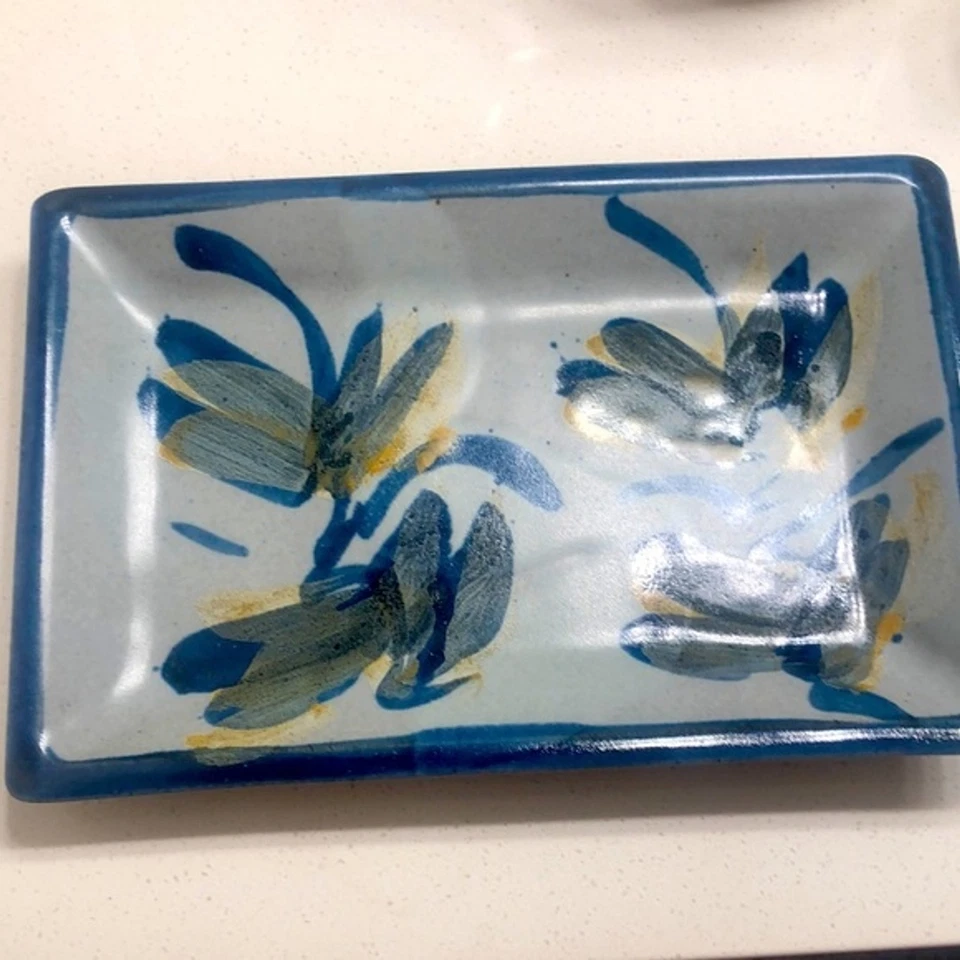 Saltspring Pottery Blue Platter Tray Made In Canada - Image 1 of 4