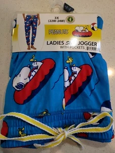 NEW Womans Sleep Jogger by Briefly Stated size 3XL (22w-24w) Blue Peanuts Snoopy - Picture 1 of 5