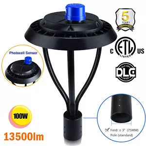 100 WATT LED Garden Area Park Light 5000K ETL DLC Outdoor Led Post Top Pole Lamp - Picture 1 of 10