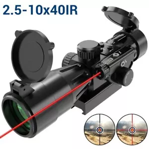 2.5-10x40IR Rifle Scope Red Illuminated Mil-dot Riflescope with Red Laser Combo - Picture 1 of 5