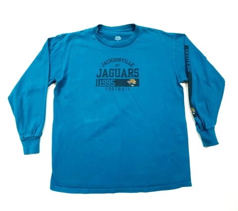 Jacksonville Jaguars Football Men's Teal Blue NFL Long Sleeve Sweatshirt Size L Cover