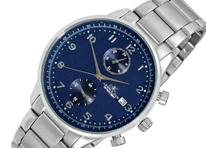Brand New Adee Kaye Stainless Steel Silver/Blue Quartz Watch - Picture 1 of 4
