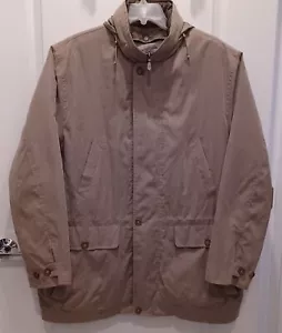 Mens London Fog Long Jacket w detachable Acrylic Liner Tan / Very Pale Green EUC - Picture 1 of 13