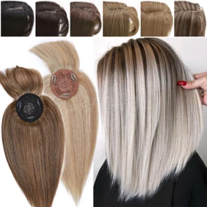 100% Remy Echthaar Topper Toupee Clip In Toupet Hair Extensions Haarteil Frauen - Bild 1 von 30
