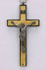 1950er Zelluloid Silber Teller Metall Kruzifix Wand christlich katholisch 4" Tiny Home - Bild 1 von 12