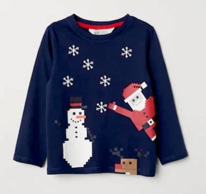 H & M Boys’ Holiday Cotton T-Shirt EUC - Size 2-4 - Picture 1 of 4