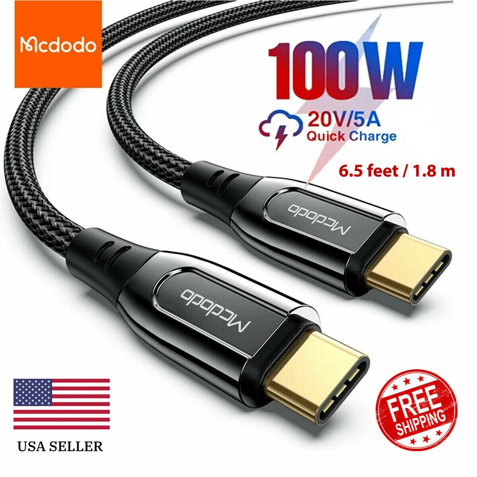 PD 100W 5A Mcdodo Type-C to Type C Fast Charging Data Sync Charger Cord - Image 1 of 4