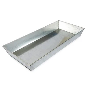 ANTIQUE GALVANIZED STEEL RECTANGULAR PLANT TRAY 29 IN SILVER - Picture 1 of 5