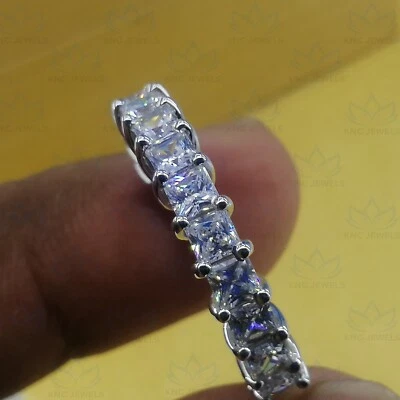 1.50ctw Princess Cut Moissanite Half Eternity Wedding Band 14k White gold Plated - Image 1 of 4