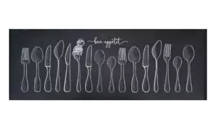 "Bon Appetit" Utensils Multy Mats Grippy Bedroom Rug Area Rug Carpet 24" x 56" - Picture 1 of 7