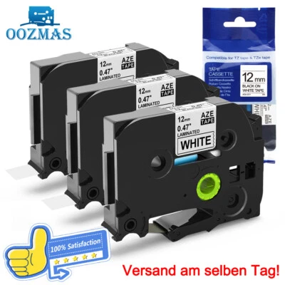 OOZMAS 3x Schriftband TZe-231 12mm für Brother P-Touch PT-H100LB D200 1000 1010 1090