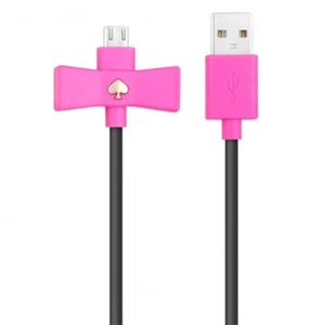 Kate Spade New York Bow Micro USB Cable 3.3 ft Charge & Sync Cable Pink Black - Picture 1 of 2