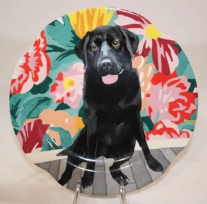 Sweet Ruby Black Lab Anthropologie 8.5 inch Ceramic Plate by Jay McClellan - Picture 1 of 12