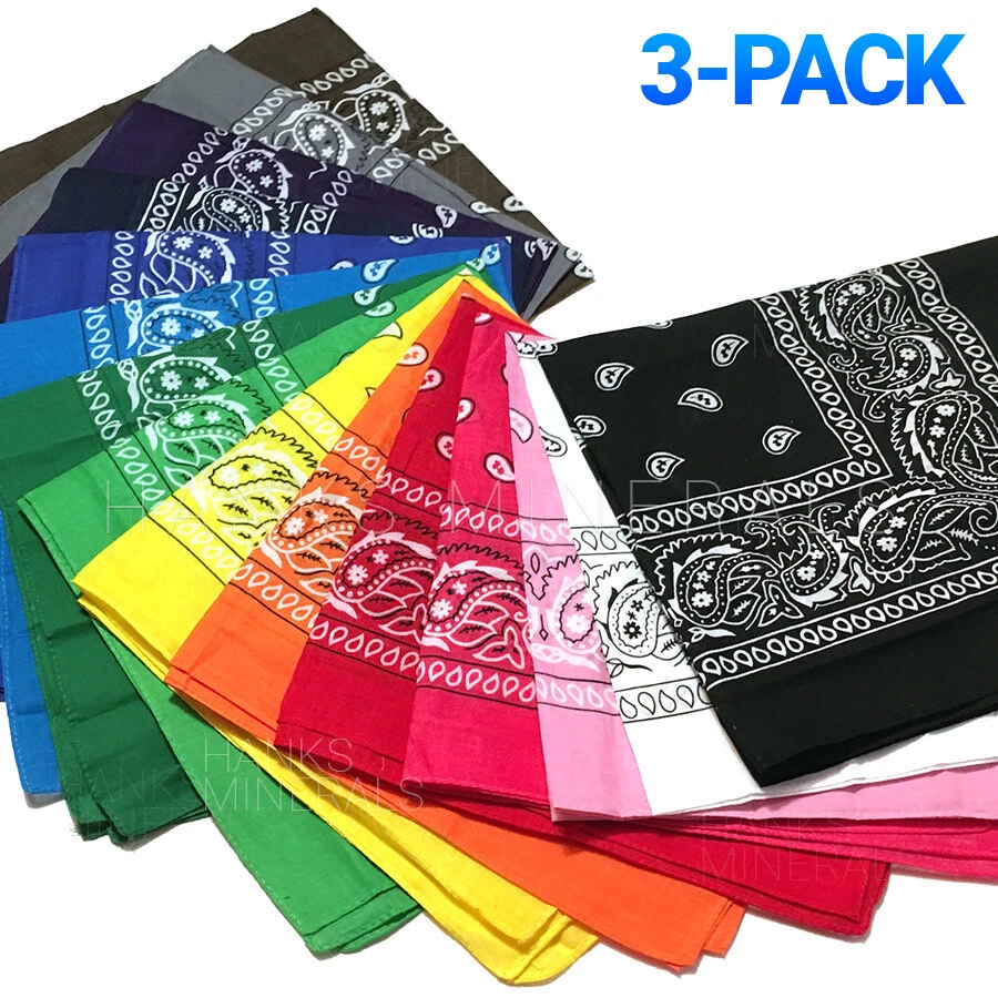 3-Pack Bandana 100% Cotton Paisley Print Double-Sided Scarf Head Neck Face Mask - Image 1 of 1