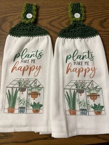 2 toallas colgantes de plato de doble cara con tapa de ganchillo para plantas Make Me Happy - Imagen 1 de 5