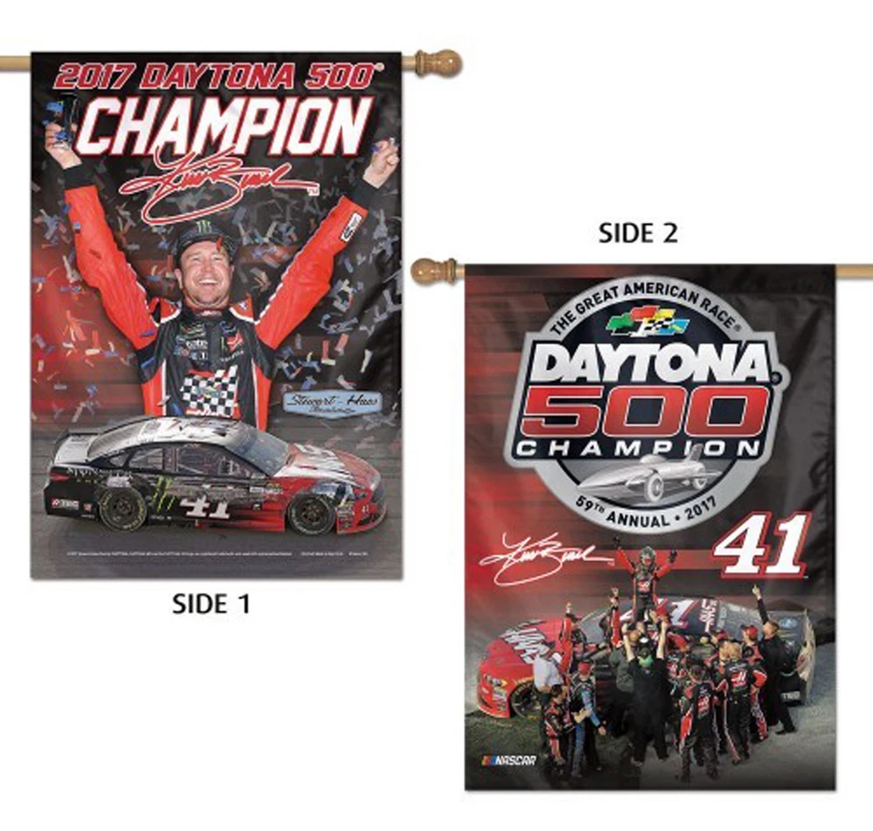 Kurt Busch #41 Double Sided NASCAR House Flag 2017 Daytona 500 28" x 40" - Image 1 of 1