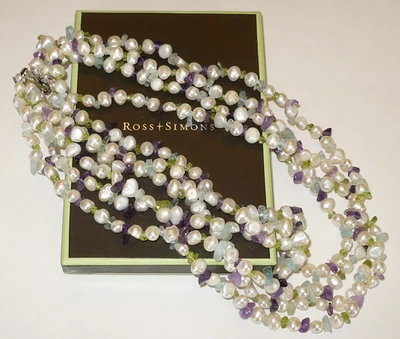 Ross Simons Rainbow genuine gemstone five strand pearl necklace 19 1/2'' - Image 1 of 4